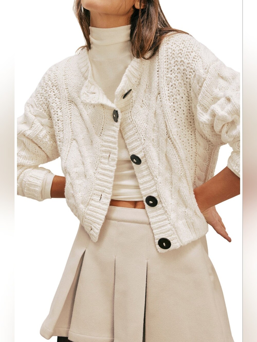 Free People Bonfire Cable Knit Cardigan, Sz M